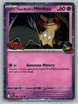 Team Rocket's Mimikyu (Prerelease) Uncommon Miscellaneous Card Holo 087/182 NM - Image 1