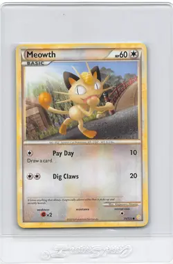 MEOWTH 75/123 - NON-HOLO COMMON - HeartGold SoulSilver - Pokemon Card - NM - Image 1