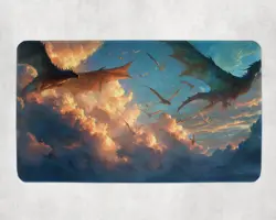 Tribal Dragon Themed Playmat - Kawaii Anime Style Gaming Mat for MTG, YuGiOh - Image 1
