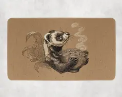 Cute Ferret Ramen Playmat - Kawaii Anime Style Gaming Mat for MTG, YuGiOh - Image 1