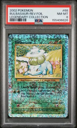 2002 POKEMON LEGENDARY COLLECTION #68 BULBASAUR-REVERSE FOIL PSA 8 - Image 1