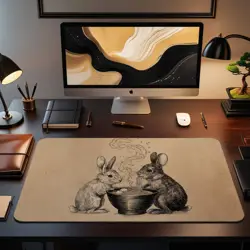 Two Rabbits Ramen Playmat - Kawaii Anime Style Gaming Mat for MTG, YuGiOh - Image 2