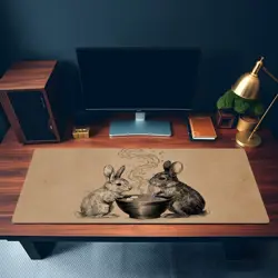 Two Rabbits Ramen Playmat - Kawaii Anime Style Gaming Mat for MTG, YuGiOh - Image 3