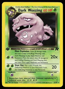 Dark Weezing 31/82 1st Edition Rare Team Rocket Pokemon Card - Image 1