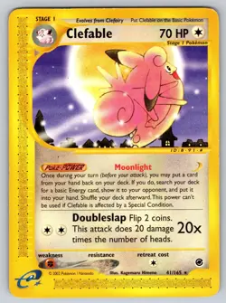 Clefable 41/165 Rare Expedition Base Set Pokemon Moderately Played - Image 1
