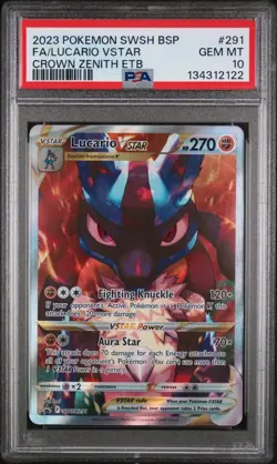 Pokemon SWSH Black Star Promo #291 Lucario VSTAR Crown Zenith ETB PSA 10 EN - Image 1