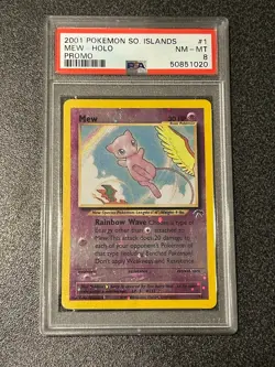 2001 Pokemon Southern Islands Promo #1 MEW HOLO CARD PSA 8 NM-MT - Image 1