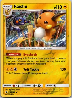 Raichu 41/147 Holo Rare Burning Shadows Pokemon Reverse Holo Near Mint - Image 1
