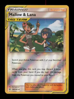 REVERSE HOLO MALLOW & LANA UNCOMMON 198/236 NM POKEMON - Image 1