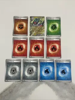 Pokemon Miscut Error Lot Noivern ex Paldean Fates 9 Energy Cards Misprint - Image 1