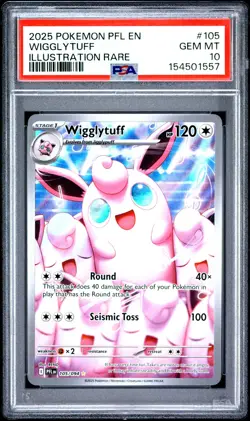 2025 POKEMON PFL EN-PHANTASMAL FLAMES ILLUSTRATION RARE #105 WIGGLYTUFF PSA 10 - Image 1