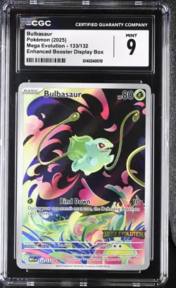CGC 9 BULBASAUR 133/132 ENHANCED BOOSTER DISPLAY BOX MEGA EVOLUTION POKEMON MINT - Image 1