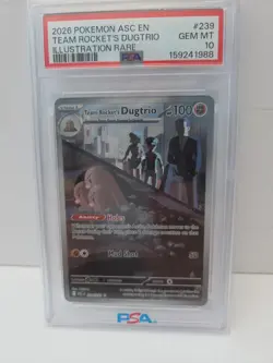 Pokemon Team Rocket's Dugtrio Ascended Heroes Illustration Rare #239 PSA 10 - Image 1
