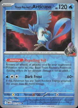 Team Rocket's Articuno 051/182 Rare Destined Rivals Pokemon Reverse Holo NM - Image 1