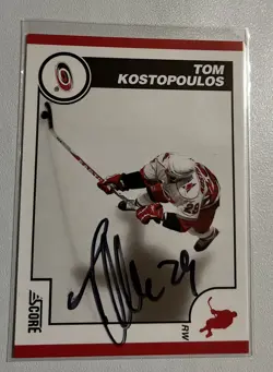 2010-11 Score Tom Kostopoulos #120 Auto Autograph Signed Carolina Hurricanes - Image 1