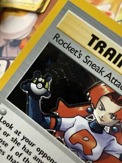 Rocket's Sneak Attack 16/82 Unlimited Holo Rare Pokemon Swirl On Hand NM - Image 2