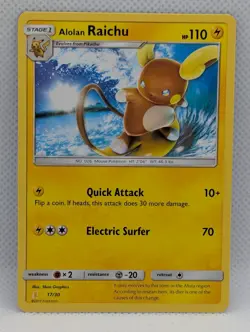 ALOLAN RAICHU 17/30 SM TRAINER KIT: LYCANROC & ALOLAN RAICHU POKEMON NM/M - Image 1