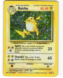 Raichu Holo Pokemon TCG Base Set Unlimited 14/102 HP - Image 1