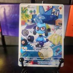 Pokemon TCG Riolu 215/198 SV01 Scarlet & Violet Illustration Rare Full Art Holo - Image 1
