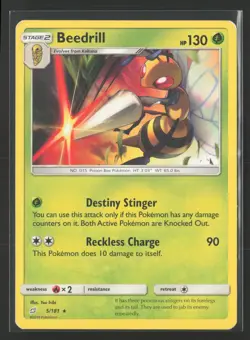 Beedrill 5/181 Rare Team Up Pokemon Moderately Played - Image 1