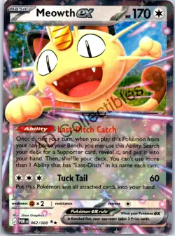 Meowth ex 062/088 Double Rare Perfect Order Pokemon Holo Near Mint - Image 1