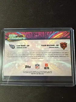 2025 Topps Cosmic Chrome Cam Ward Caleb Williams Star Clusters Rookie RC #SC-1 - Image 2