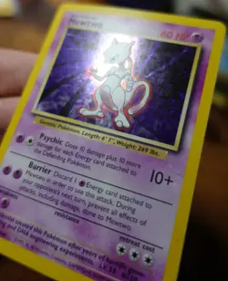 Mewtwo 10/102 Base Set Error/Variant Black Ray Mewtwo Pokemon Card LP - Image 3