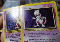 Mewtwo 10/102 Base Set Error/Variant Black Ray Mewtwo Pokemon Card LP - Image 4