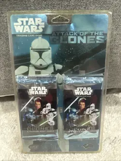 Star Wars Trading Card Game Attack of the Clones WOTC 2 Booster Pack Blister NEW - Image 1