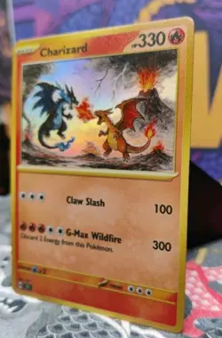 MCharizard vs Charizard Custom Made Fan Made Pokemon ACG Holofoil Card NM. - Image 3