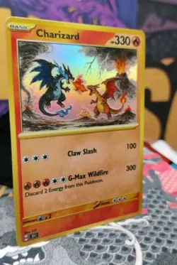 MCharizard vs Charizard Custom Made Fan Made Pokemon ACG Holofoil Card NM. - Image 4