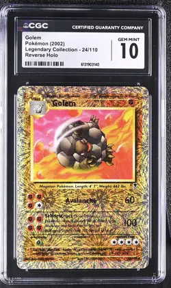 CGC 10 GEM MINT Golem 24/110 Legendary (collection) Reverse Holo Pokemon Card - Image 1