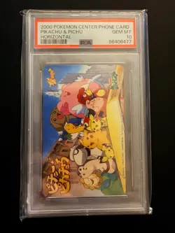 PSA 10 GEM MINT 2000 Pokemon Center Phone Card Pikachu & Pichu Horizontal Rare - Image 1