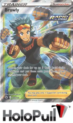 BRAWLY 188/198 ULTRA RARE CHILLING REIGN POKEMON NM/M - Image 1
