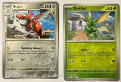 Pokemon TCG Obsidian Flames Scizor 141/197 + Scyther 004/197 Lot (2) EN ReverseH - Image 1