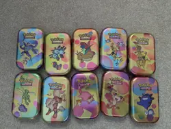 Pokemon 151 EMPTY Mini Tins X 10 - Full art set - Coins & art cards included - Image 1