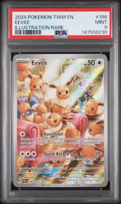 2024 POKEMON TWM EN-TWILIGHT MASQUERADE ILLUSTRATION RARE #188 EEVEE PSA 9 - Image 1