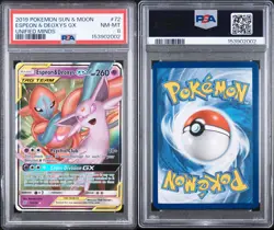 POKEMON 2019 UNIFIED MINDS ESPEON & DEOXYS GX PSA 8 - Image 3