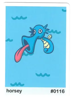 Pack Fresh Pookiemoot HORSEY #0116 HORSEA Derp Pokemon Fan Art Card - Image 1