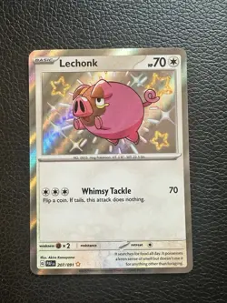 Lechonk 207/091 Shiny Rare Paldean Fates Pokemon Holo Near Mint - Image 1