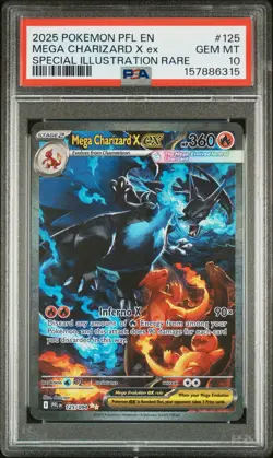 2025 POKEMON PFL EN-PHANTASMAL FLAMES #125 MEGA CHARIZARD X EX PSA 10 - Image 1