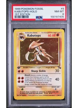 Kabutops 1st Edition Holo PSA 8 1999 Fossil Set Pokemon Rare 9/62 Graded Vintage - Image 1