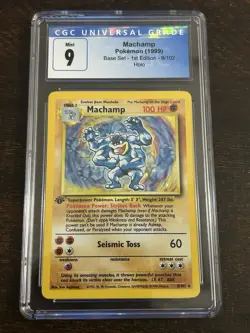 1999 Pokemon Machamp 1st Edition CGC 9 Mint Holo #8 Base Set - Image 1
