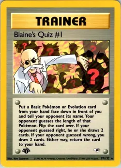 Pokemon TCG Gym Heroes 97/132 Blaine's Quiz #1 Card 1st Edition LP-NM - Image 1