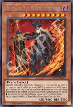 YUGIOH MP25-EN147 Queen of the Blazing Domain Prismatic Secret Rare 1st Edition - Image 1