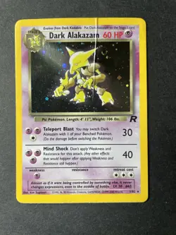 Pokemon Dark Alakazam TCG Rare Holo Card 1/82 Team Rocket Series LP Vintage - Image 1