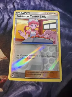 Pokemon Center Lady TCG Reverse Holo Card 64/68 Hidden Fates 2019 NM Condition - Image 1