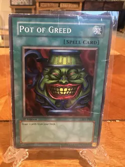 Yu-Gi-Oh Pot Of Greed SYE-040 1st Edition HP-DMG - Image 1