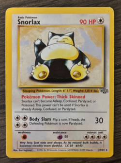 Pokemon Snorlax 27/64 Jungle Set 1999 WOTC Unlimited Vintage TCG Non-Holo Rare - Image 1