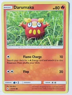 Darumaka 23/214 PL - Yuka Morii Clay Art - Unbroken Bonds Sun Moon Pokemon Card - Image 1
